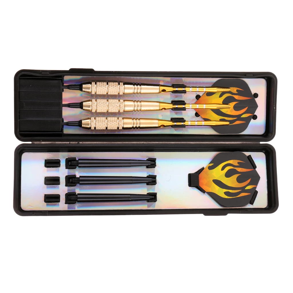 3 Pieces 18 Grams Brass Barrels Soft Tip Darts Set with Aluminum and Nylon Shafts, PET Flights, Plastic Tips