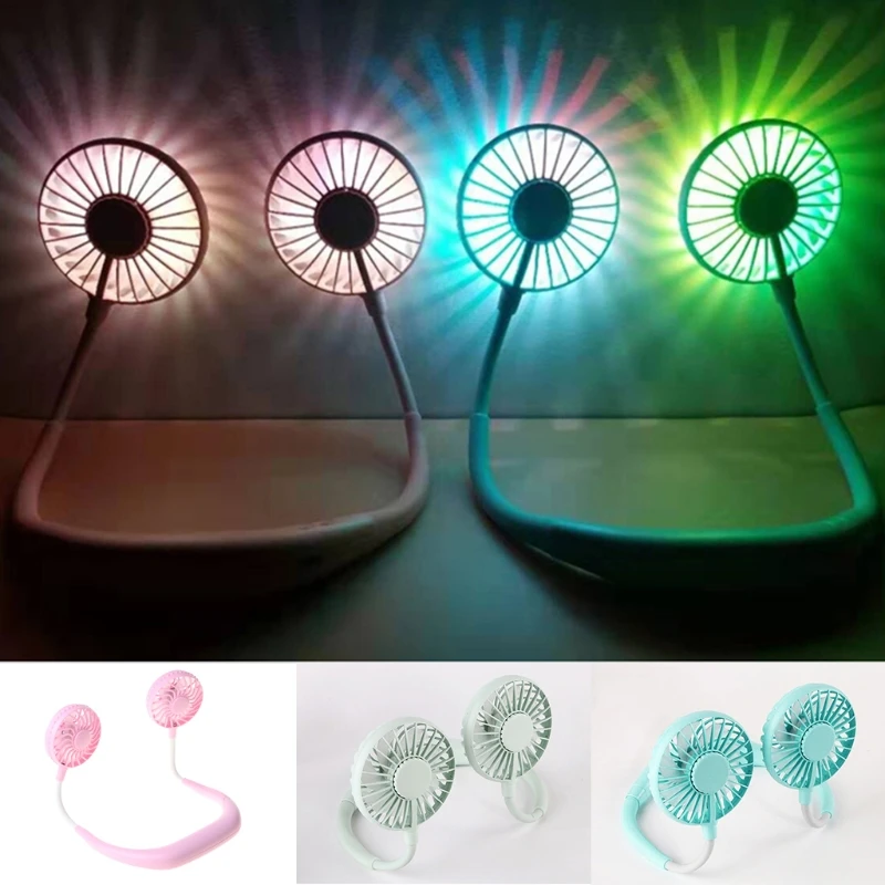 

Portable USB Rechargeable Dual Head Neck Hanging Fan Mini Air Cooler for Outdoor R2JB