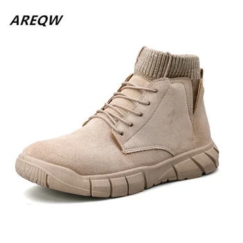 

2020 Martin boots men's autumn and winter warm snow boots high to help round head flat non-slip wear-resistant men's boots