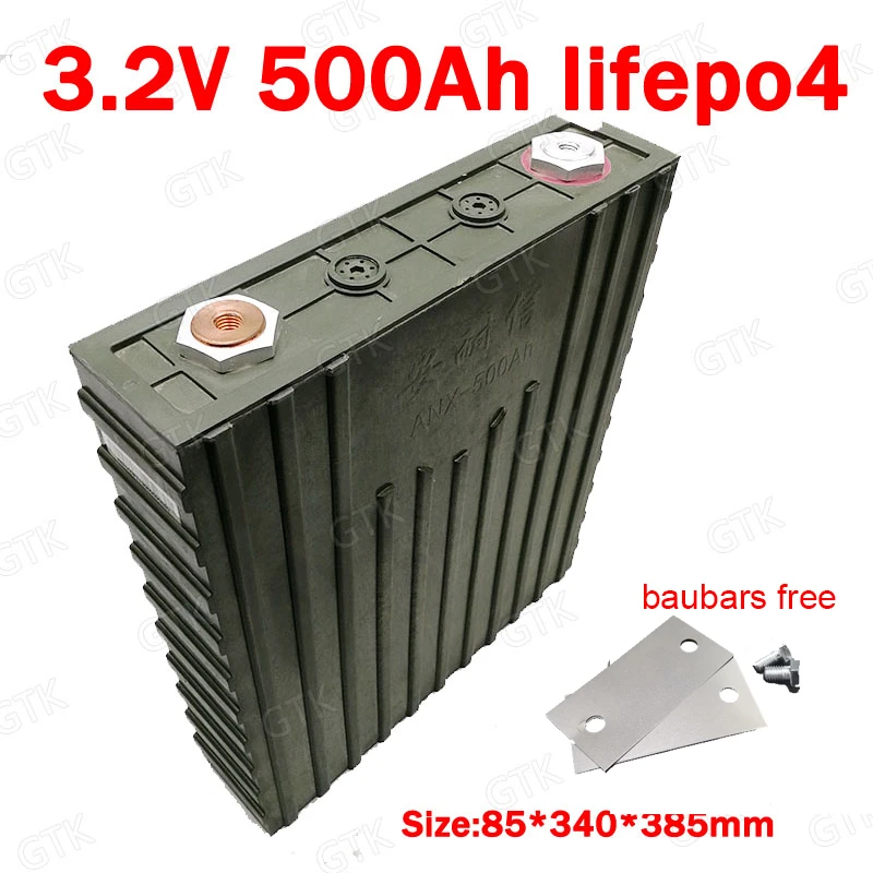 4pcs Lifepo4 3.2v 500ah Lithium Battery For 12v 24v Solar Energy Storage Vehicle House Hold