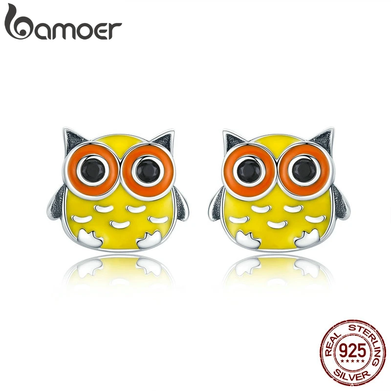 BAMOER коллекция животных 925 пробы серебряные милые серьги-гвоздики с животными для женщин ювелирные изделия из стерлингового серебра Brincos SCE229