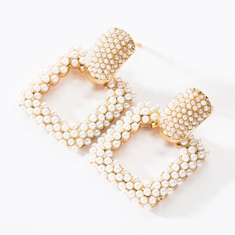 ZA 2020 Trendy Design Pearl Drop Earrings Women Bridal Party Gift Jewelry Geometric Long Dangle Wedding Earring Shipping | Украшения и