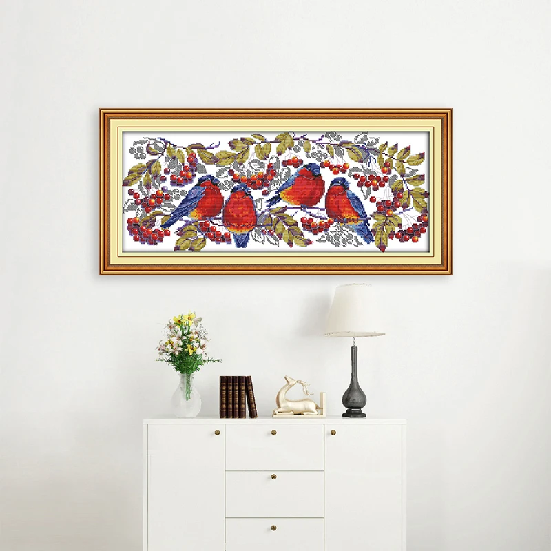 DIY Handmade Needlework Birds Cross Stitch Kits Sets for Embroidery 14ct Aida Printed Canvas 11ct Counted Cross Stitch DMC Floss