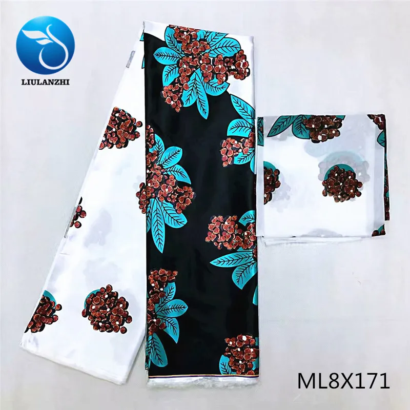 LIULANZHI африканская шелковая атласная ткань 4 ярдов и шифон 2 ярдов шарф женское платье кружевной Материал Швейные принты ткань ML8X165-180