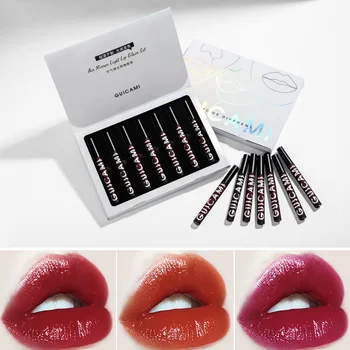 

Lip glaze lipstick moisturizing crystal glass rotten tomato color lip gloss 7pcs sets