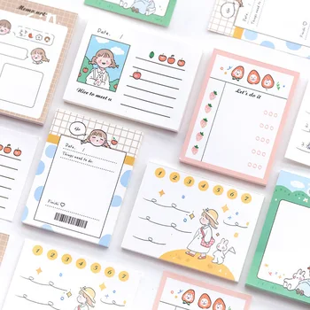 

SIXONE 50 Sheets Kawaii Girl Memo Pad Student Diary Note Paper List Hand Account Message paper Stationery Office School Supplies