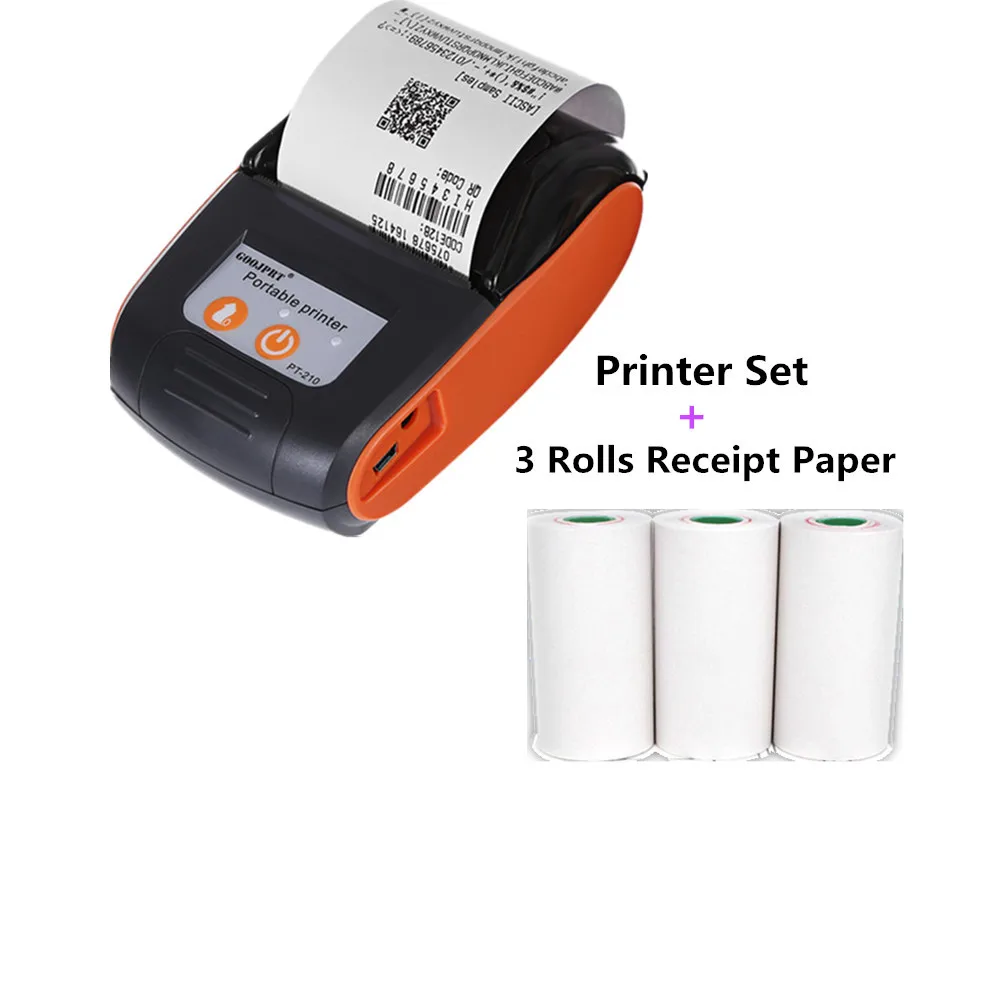 Add 3 Rolls Paper Goojprt PT-210 беспроводной мини 58 мм портативный принтер Термальный чековый принтер для мобильного телефона Android Ios Windows Карманный счет - Цвет: Add 3 Rolls Paper