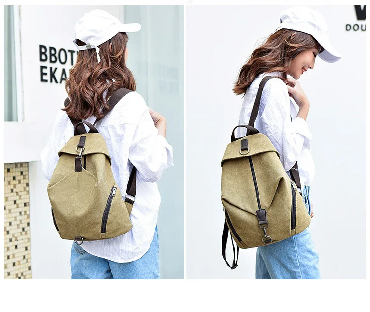 2019 Female High Quality Canvas Travel Backpack Small Waterproof Casual Women Rucksacks for Girls School Bags Shoulder Back Pack (3)