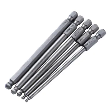 

5pcs 100mm Length Magnetic Screwdriver Bits S2 Steel Ball End Hexagon Head Hex Screwdriver Bits Drill Set