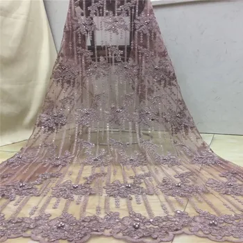 

Sequins Lace Fabric 2019 beads High Quality African Evening Dress Fabrics New Nigeria Sequined Embroidered Mesh Net Lace Fabric