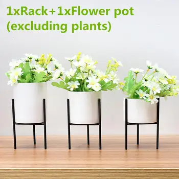 

Ceramic Flower Pot Garden Bonsai Pots + Metal Rack Iron Frame For Grow Small Plants Hydroponic Succulent Planter Flowerpot