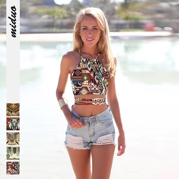 

Hot Selling Indian Digital Printed Women's Clothing Horizontal Neck Bare Midriff Small Vest Summer New Boob Tube Top