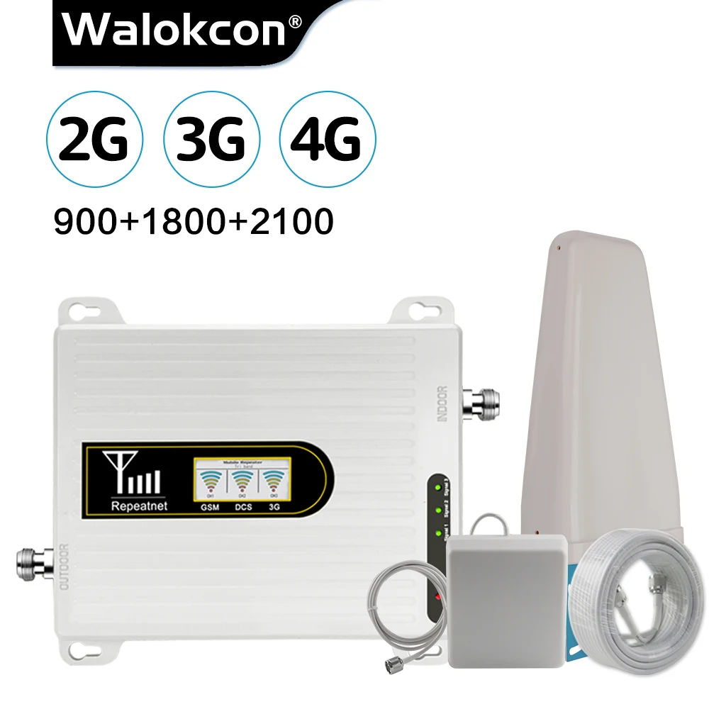 Walokcon сотовый усилитель 2g 3g 4g ретранслятор сигнала GSM DCS/LTE WCDMA 10dBi антенна усиления для 900/1800/2100 МГц усилитель антенны