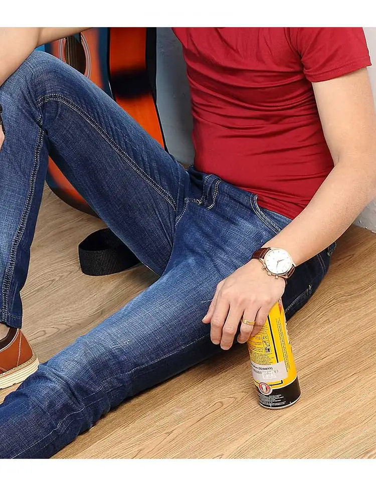 Летние мужские джинсы мужские широкие прямые брюки корейские весенние трендовые тонкие деловые однотонные джинсы большого размера