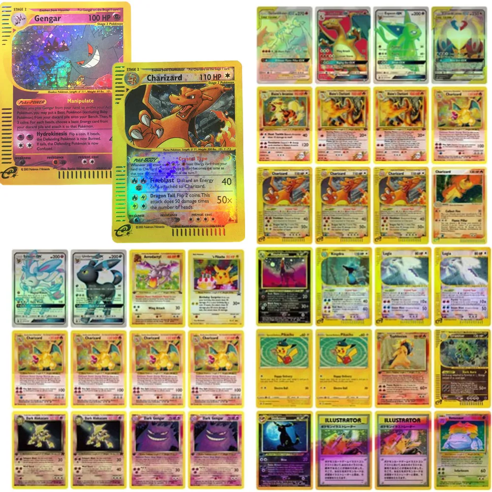 54pcs New Diy Pokemon Flash Cards 1996 Years Charizard Blastoise 