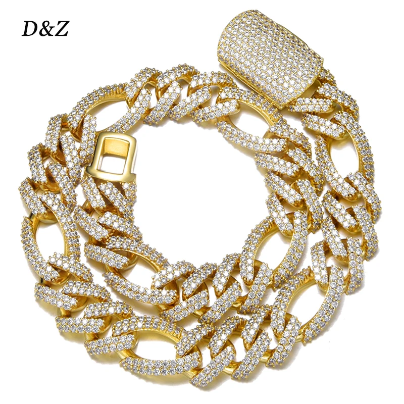 

D & Z 18 мм и цепочкой плетения Фигаро Майами кубинской Цепочки и ожерелья Bling AAA циркон браслеты с подвесками для мужчин в стиле «хип-хоп» цепи Для женщин ювелирные изделия