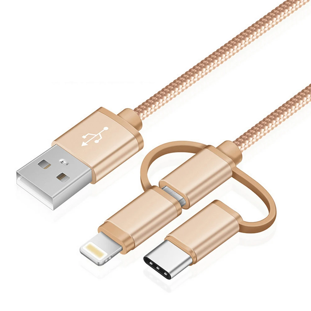 Выдвижной usb-кабель 3-в-1 для mi женские низкие Туфли на Тип USB C мобильный кабель для зарядки телефона для Xiaomi mi 9 se Cc9 mi x 3 One Plus 6 7 Pro зарядный кабель - Цвет: Золотой
