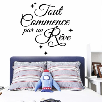 

Free shipping French Frase Wall Stickers Modern Fashion Wall Sticker Decor Living Room Bedroom Removable Wall Art Decal