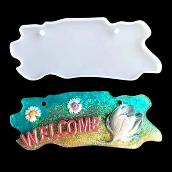 

Silicone House Sign Plaques Decor Resin Casting Mold Agate Epoxy Mould DIY Welcomes Card DIY Door Number Resin Mold