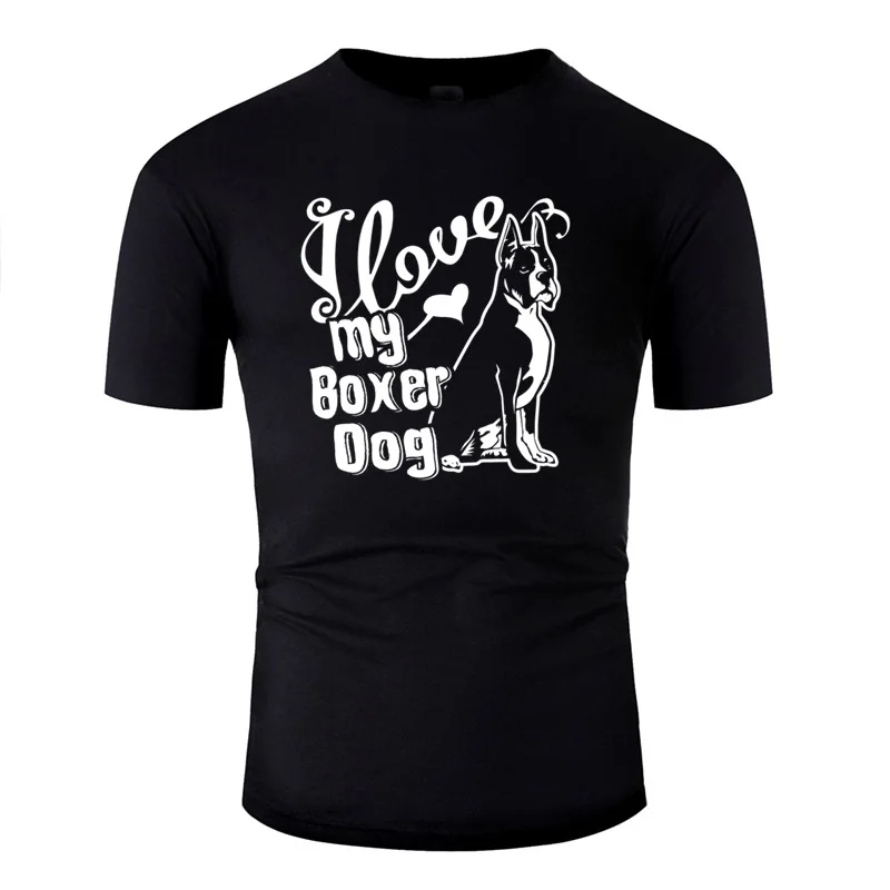 Индивидуальная футболка с героями комиксов «I Love My Boxer Dog» для мужчин, девочек и мальчиков, футболка с круглым вырезом для мужчин, мужские футболки больших размеров S-5xl