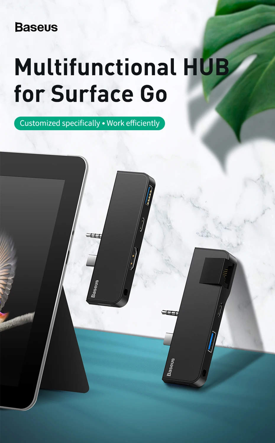 Baseus 4 в 1 USB3.0 A концентратор type-C 60 Вт Быстрая зарядка концентратор для поверхности Go 3,5 мм разъем для HDMI RJ45 концентратор для поверхности Go Pro адаптер концентратор