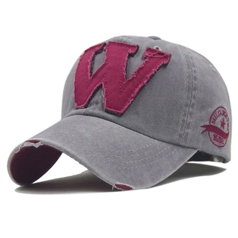 7 цветов Потертая джинсовая кепка Snapback s Осенняя хлопковая Буква W Новая мужская и женская бейсболка Sunblock Beisbol Casquette - Цвет: 04
