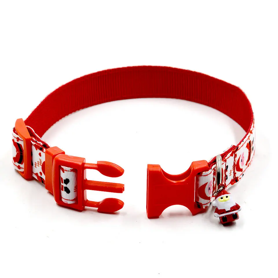 Christmas Pet Dog Collar With Bell Adjustable Neck Strap Collar For Small Medium Dogs Chihuahua Christmas Pet Product Supplies