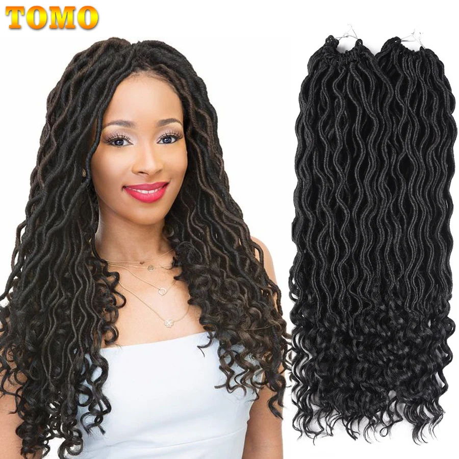 TOMO богемный богиня Faux locs Curly плетеные косички 24 пряди в упаковке синтетические