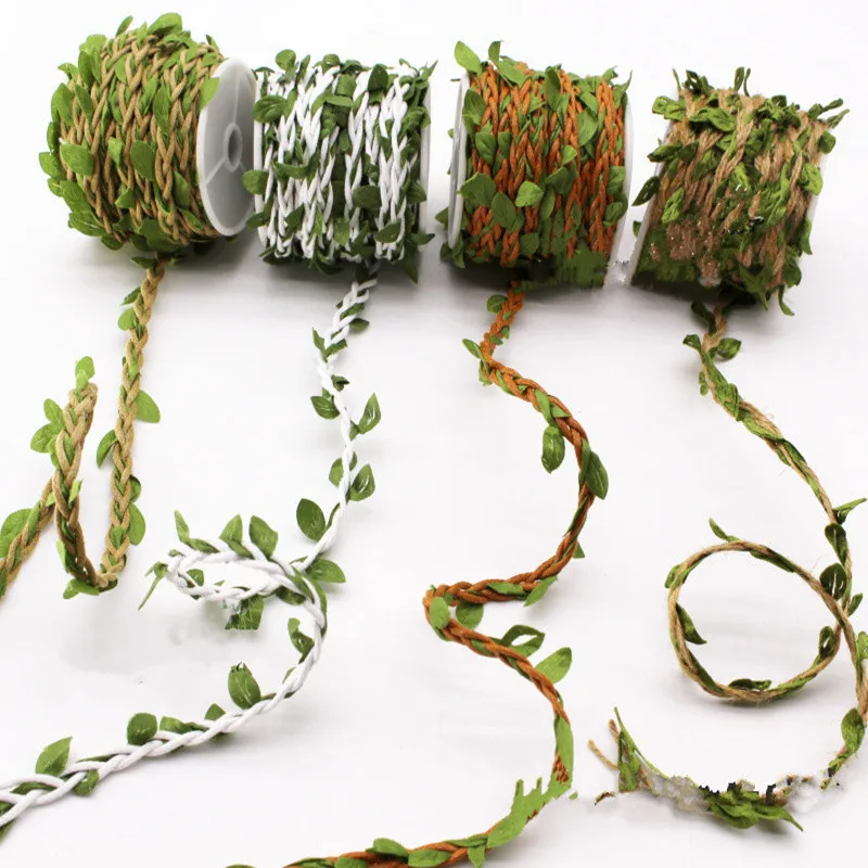 10 м/рулон лента из джута с зелеными листьями|Шнуры| |