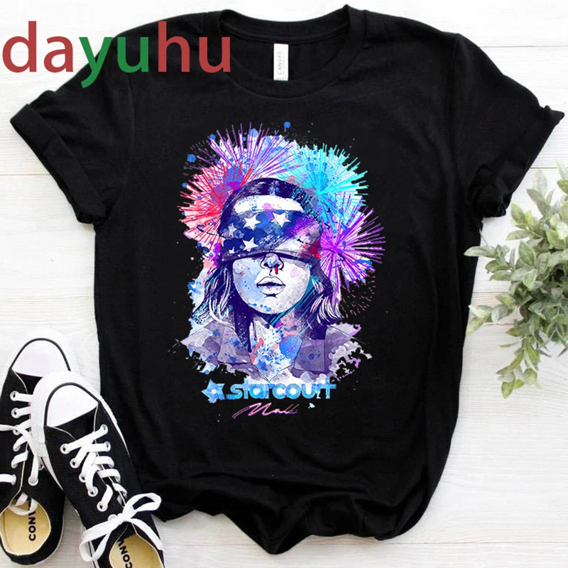 stranger things Season 3 T Shirt Women Harajuku New Tshirt Funny 90s Female Graphic T-shirt Ullzang Upside Down Top Tees Cartoon