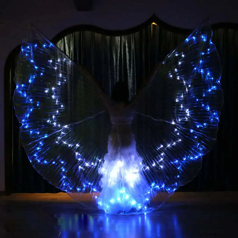 Супер танец живота светодиодный Isis Крылья 36 цветов на выбор сменный сценический танцевальный костюм Бабочка крылья - Цвет: White Blue