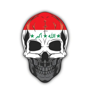 

Interesting Car Accessories Skull Iraq Flag Car Sticker Decal PVC 14cm X 9cm