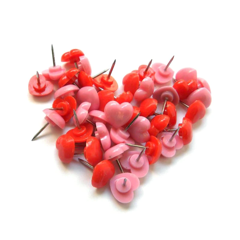 Push Pins 50 Pcs Heart-shaped Markers Drawing Photo Wall Studs Cork Board Thumbtack Office School