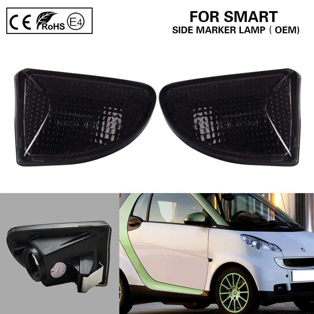 

2X Black LED side marker lamp OEM style turn signal lights for SMART 451 2007-2014