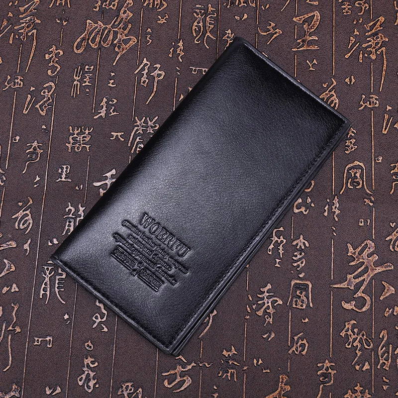 Black Модный повседневный длинный мужской кошелек с рисунком личи огненный PU кошелек большой вместимости мужские кошельки черный - Цвет: Black
