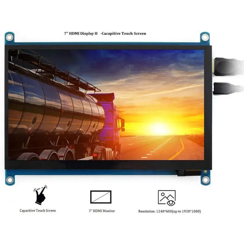 Горячая Распродажа HDMI дисплей нежная текстура для Raspberry Pi 4B/3B+ 1024X600 HDMI монитор 7 дюймов ЖК-дисплей сенсорный экран