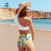 CUPSHE White and Lemon One Shoulder Bikini Sets Sexy High-waist Swimsuit Two Pieces Swimwear Women Biquinis 2022 Bathing Suit ► Photo 2/6