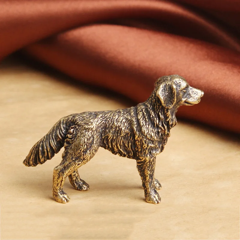 Dog Statue Ornament Antique Bronze Pure Copper Desktop Handmade Vintage Brass Hound Home Decor