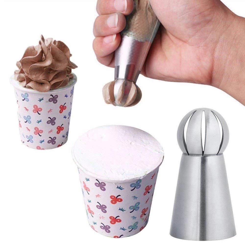 Deluxe Russian Piping Nozzle Set – 3-Piece Sphere Tips for Cake and Cupcake Decorating