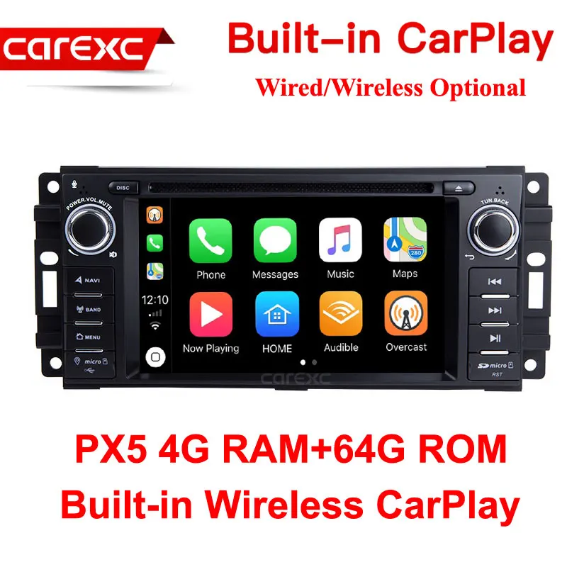 CarExc Android 9,0 Радио беспроводной CarPlay DVD плеер gps навигация для Jeep Патриот libery, Wrangler Компас DODGE Chrysler - Цвет: PX5 64G ROM