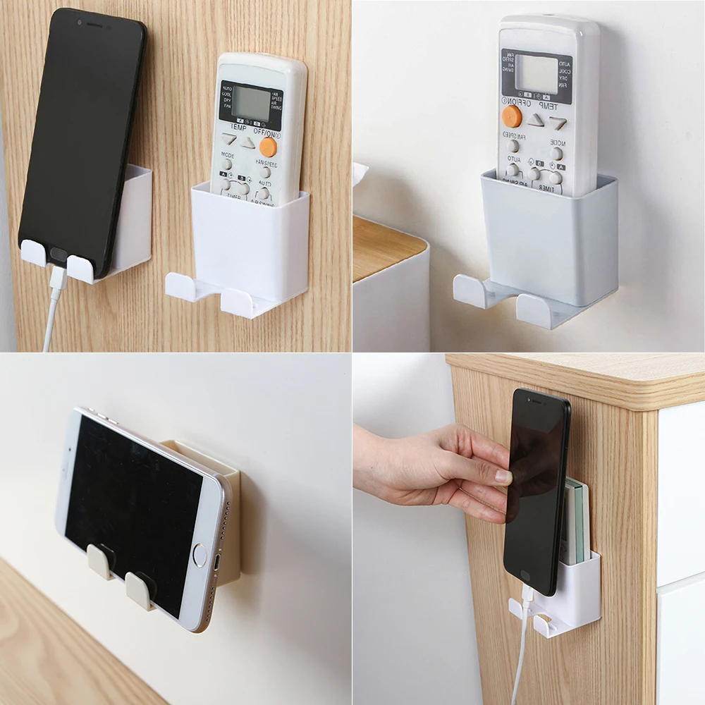 Wall Mounted Organizer Storage Box Remote Control Air Conditioner Stand Holder Hotel Office Home Storage Organization