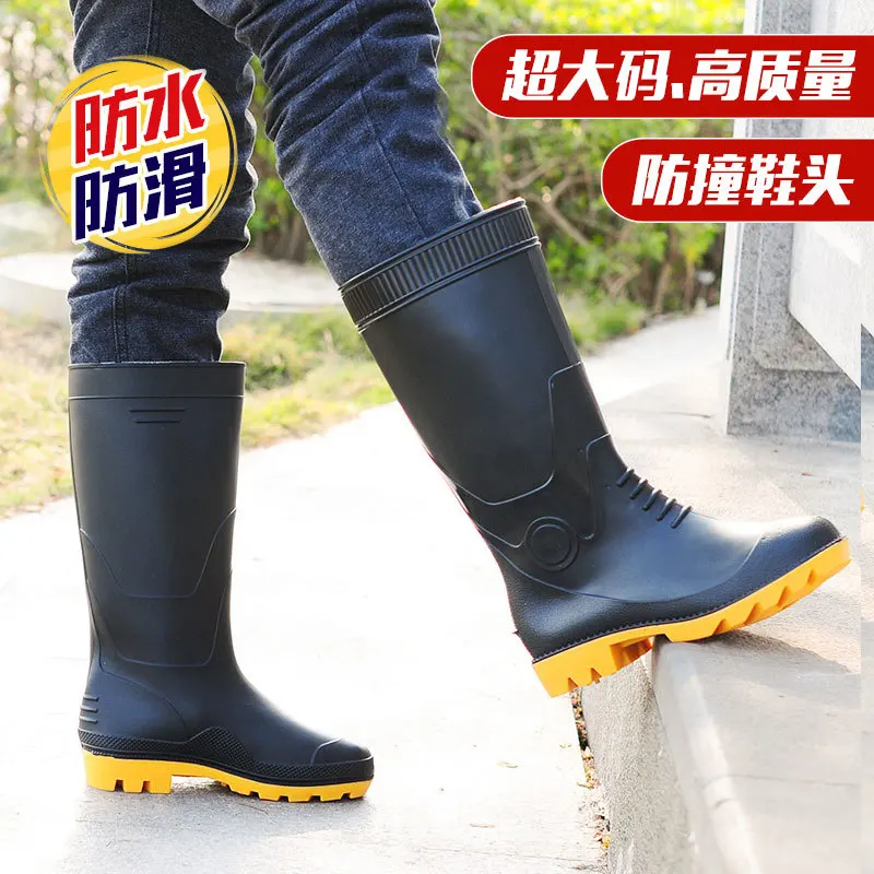 

Rain Boots Men's Rain Boots Men's Boots Warm plus Velvet Rubber Boots Waterproof Shoes Large Size Labor Safety Rain Boots Men'