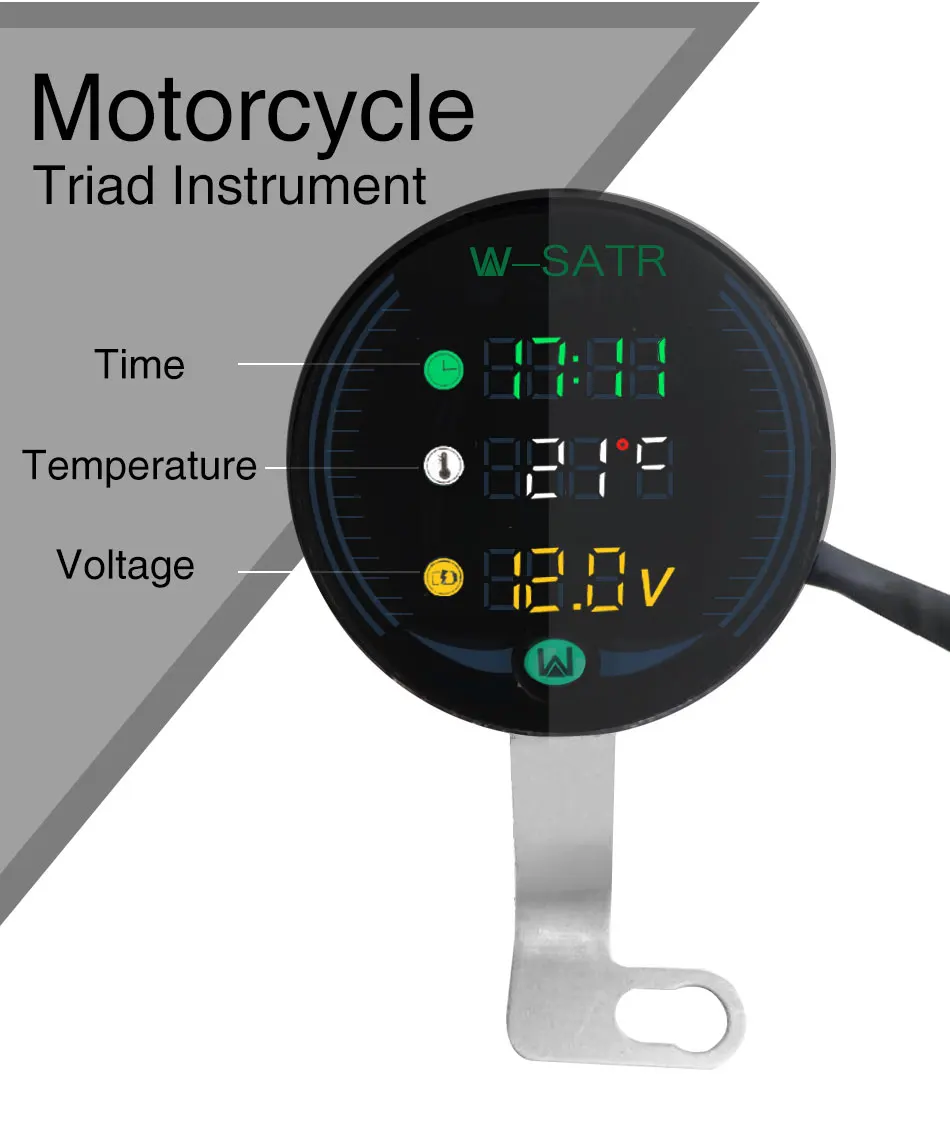 Sclmotos-3в1 черный мотоцикл ATV светодиодный измеритель напряжения часы Универсальный электронный цифровой термометр время температуры