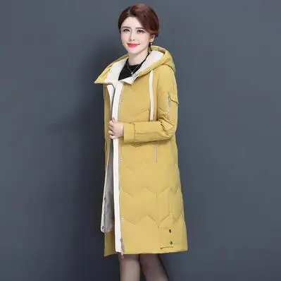 winter women's down coat, long, ultralight, Natural feather, down, luxurious, high quality, Women's duck down parka - Цвет: Цвет: желтый