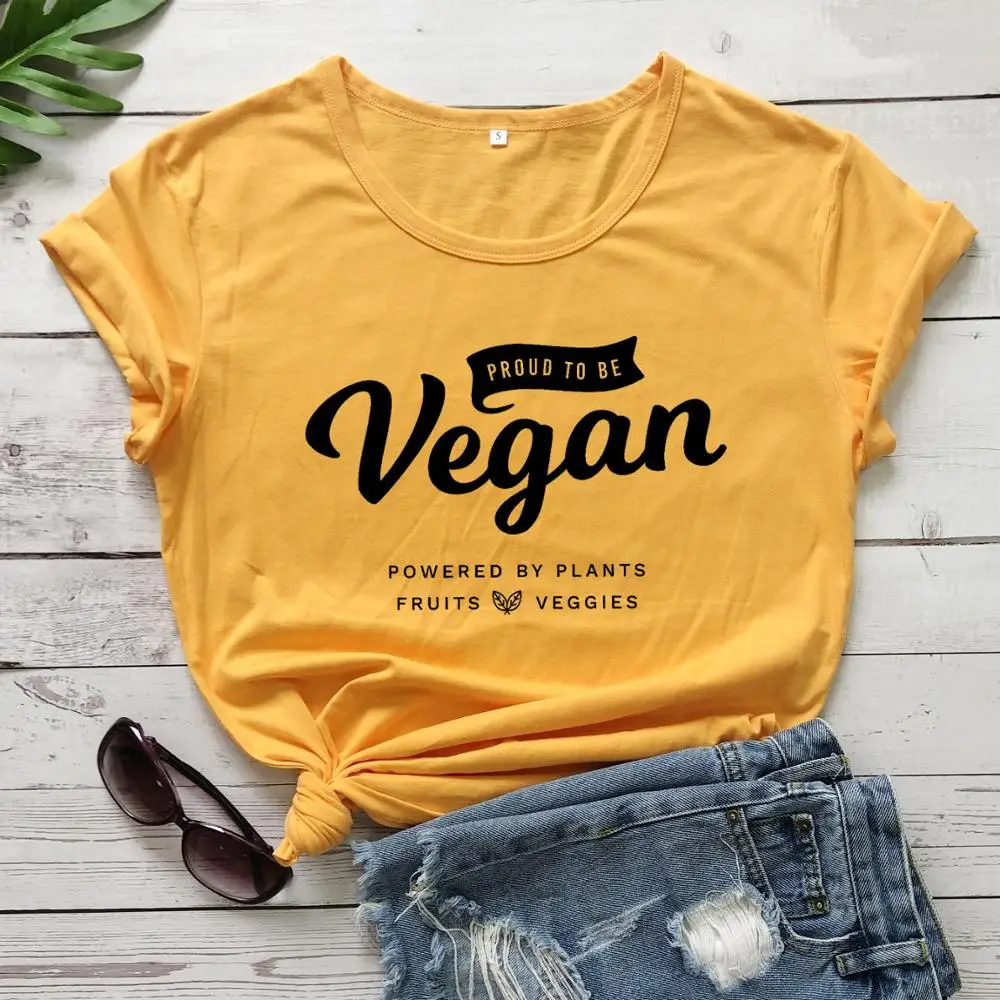 

Vegan Shirt for Women. Proud to be Vegan graphic funny cotton casual hipster young hipster slogan quote t shirt tees tops M247