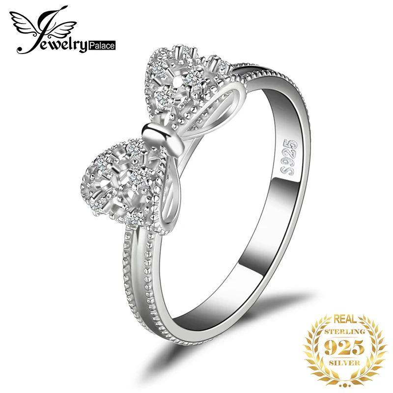 JewelryPalace лук кубического циркония юбилей обручальное кольцо для женщин Soild 925
