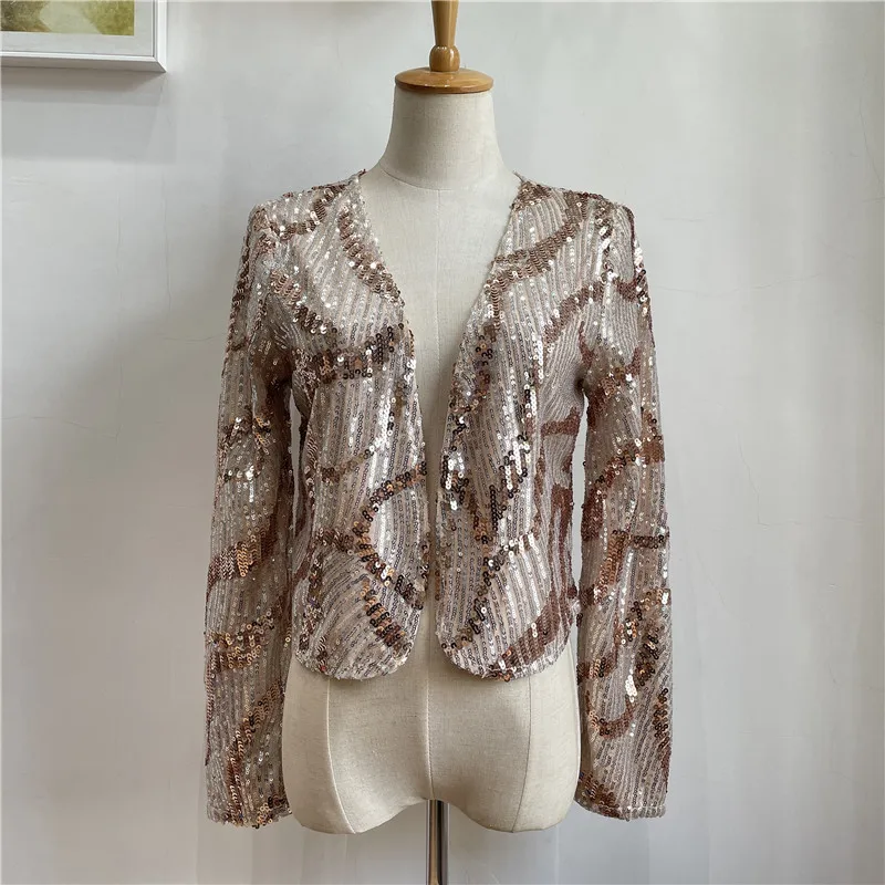 

Pattern Sequined Jackets Women Bling Bling Ladies Coats and Jackets Woman Jacket Sequins Cropped Jacket Coat Women dis5