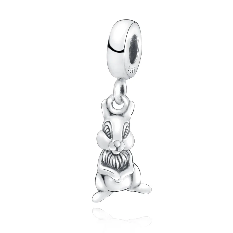 Милые серебряные бусины 925 пробы маленькие Подвески Кролик подходят Pandora Браслеты для женщин DIY ювелирные изделия