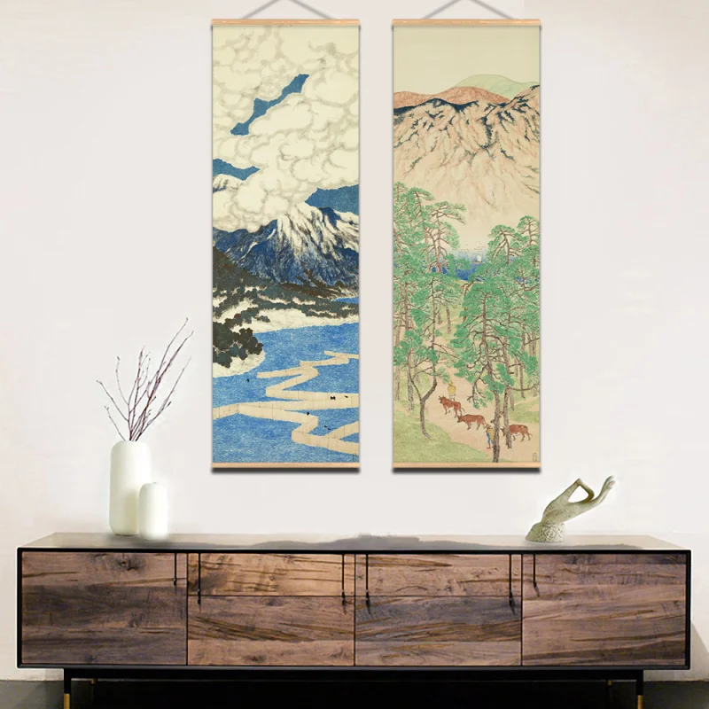Почти восемь речных сцен Холст Картина настенный с прокрутки японская живопись ландшафтное искусство для гостиной Декор для комнат и офисов