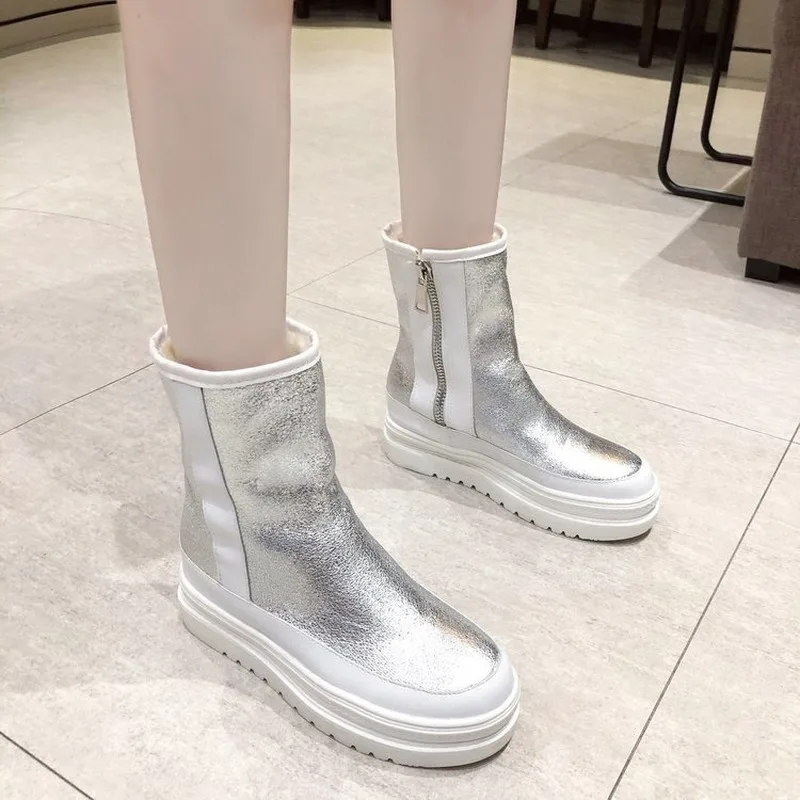 Snow Boots New 2020 Women's Shoes Winter Thick Sole Plaform Ankle boots Thicken Plush Warm Cotton Shoes